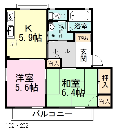 アンビション滝台Ｂ 202号室 間取り