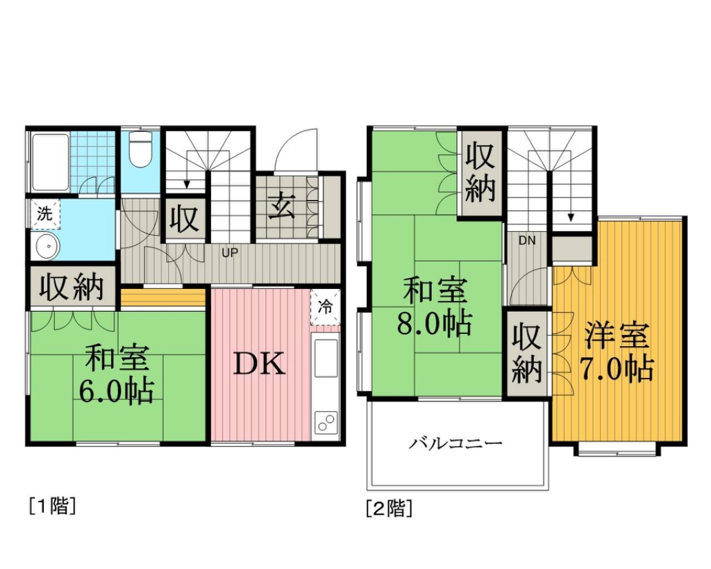 グリーンハイツＢ棟（大和田新田４５２） 2号室 間取り