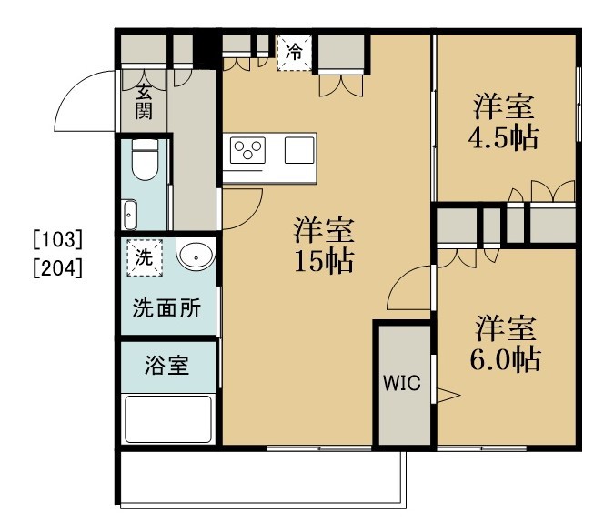 ＨＥＢＥＬＭＡＩＳＯＮ津田沼 103号室 間取り