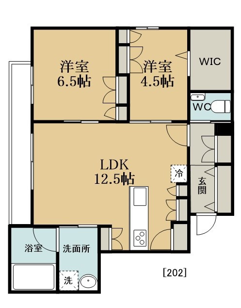 ＨＥＢＥＬＭＡＩＳＯＮ津田沼 202号室 間取り