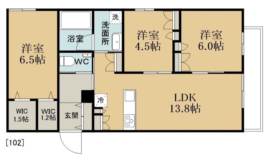 ＨＥＢＥＬＭＡＩＳＯＮ津田沼 102号室 間取り