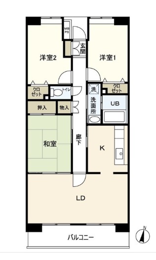 パークヒルズ和光 405号室 間取り