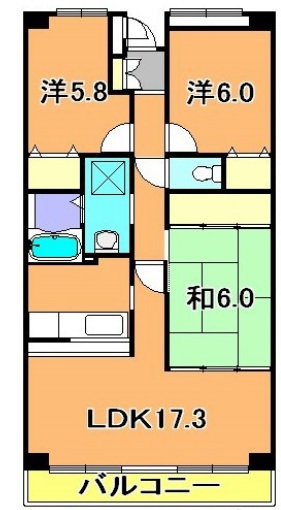 グランデージ八千代中央 308号室 間取り