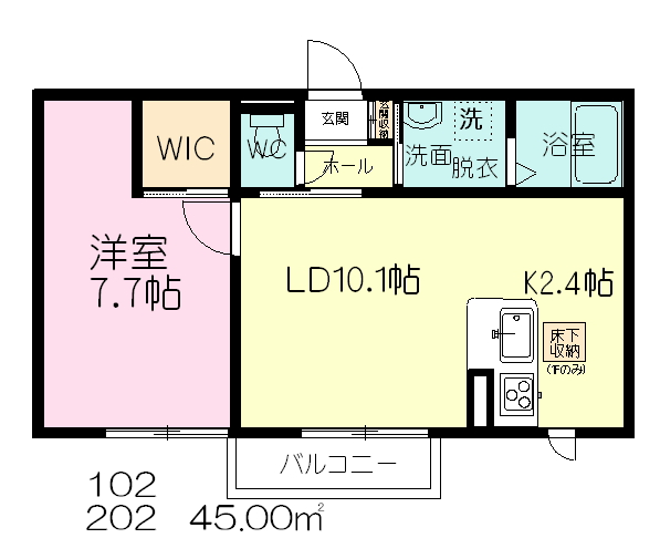 プランドール坪井Ｃ 102号室 間取り