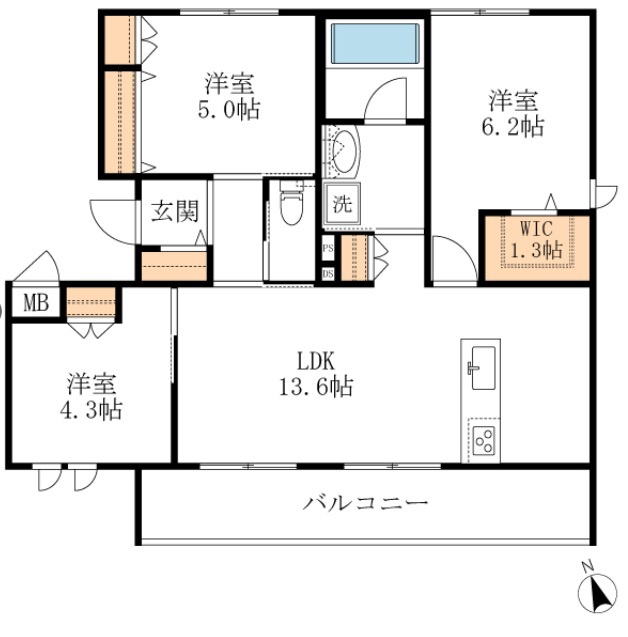 Ｌｉｃｈｔｇｌａｎｚ本郷町 301号室 間取り
