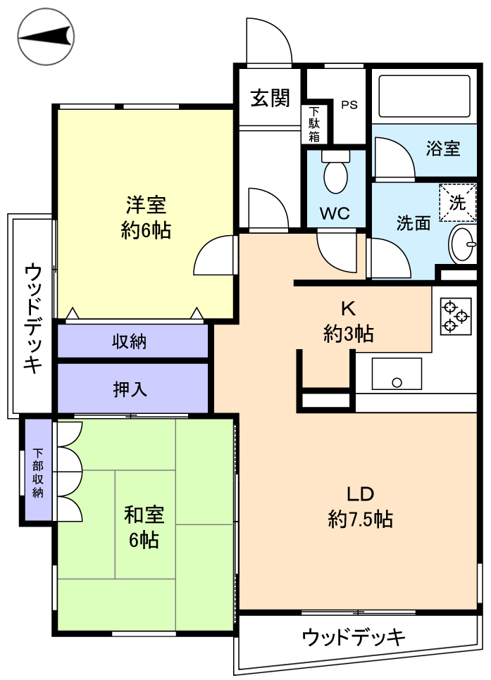 ペアシティシャルマン村上 105号室 間取り