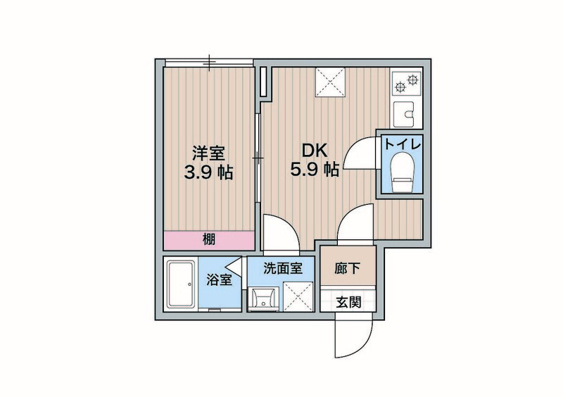 ＫＩＮＯＨＡ　ＳＴＵＤＩＯ 102号室 間取り