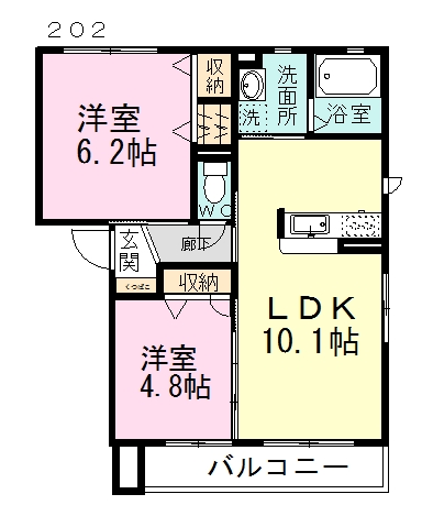 グランドール薬円台 202号室 間取り