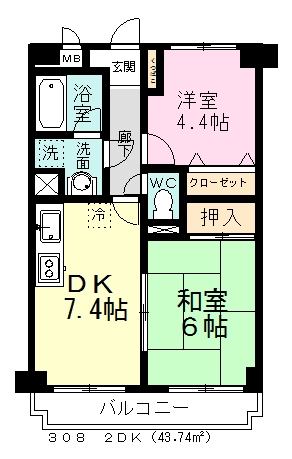 ラ・フォレ薬円台 308号室 間取り