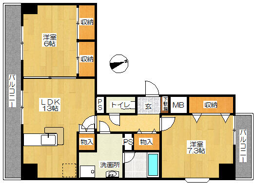 メゾンドソレイユ 201号室 間取り