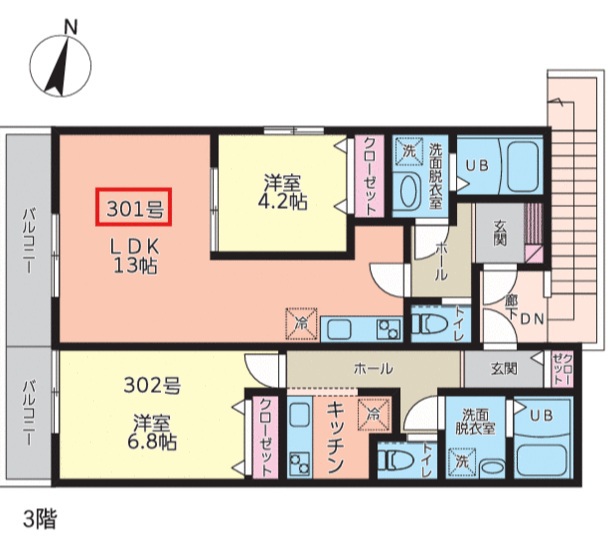 アイフラット 301号室 間取り