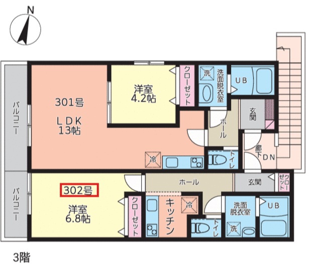 アイフラット 302号室 間取り