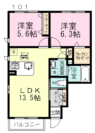 ハピネスガーデンⅥ 101号室 間取り