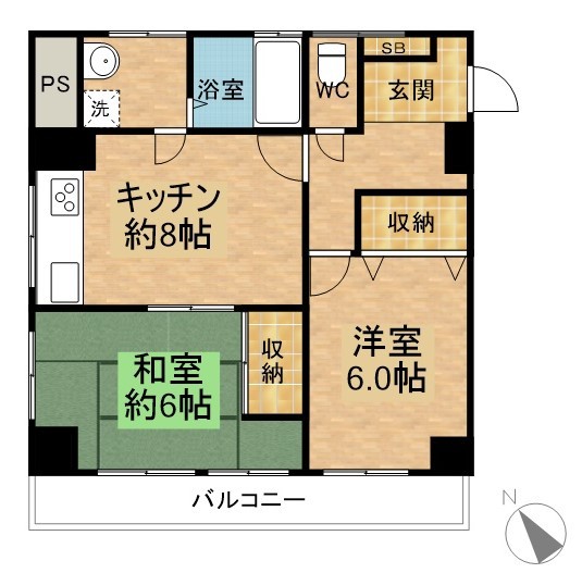 グランドヴィラ・アサヒ 201号室 間取り