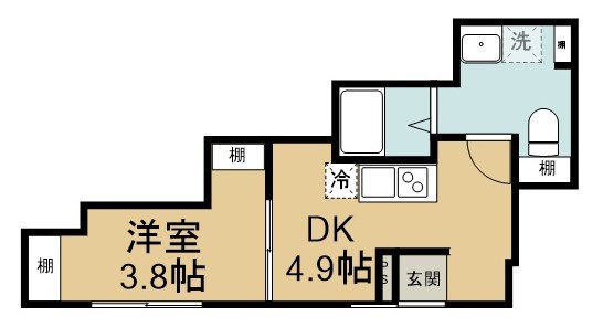 ＣＩＥＬ　ＯＮＥ 102号室 間取り