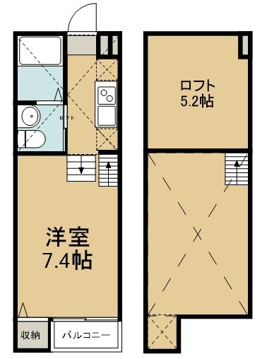 ＶｉｓｔａＣｏｌｌｉｎａ 205号室 間取り