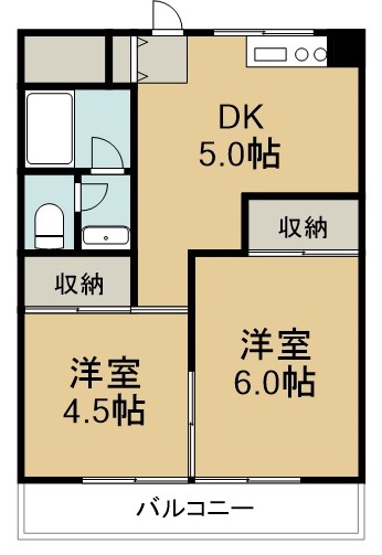 津田沼サニーマンション 606号室 間取り