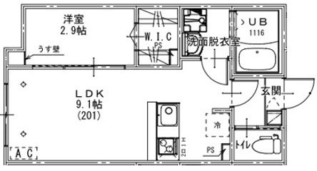 ＫＥＩＡＩ　ＲＥＳＩＤＥＮＣＥ　北習志野 201号室 間取り