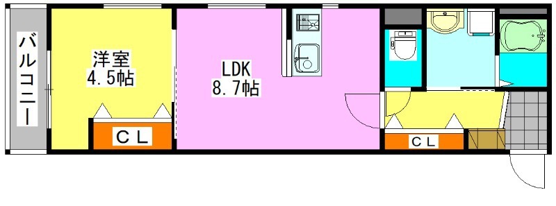 Ｅｖｅｒ　Ｔｗｏ 105号室 間取り