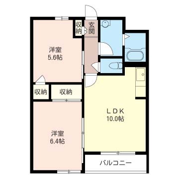 メゾンドベル 201号室 間取り