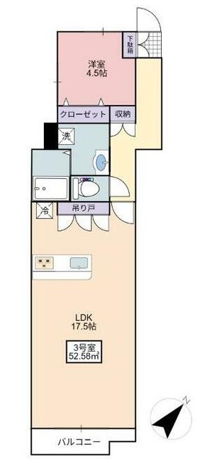 フローリッシュ大久保Ⅱ 303号室 間取り