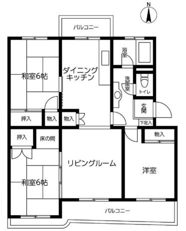 鎌ヶ谷コーポラス団地Ｍ棟 M-303号室 間取り