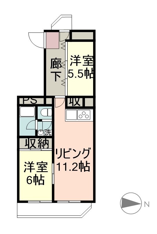 京成サンコーポ勝田台Ｂ棟 506号室 間取り