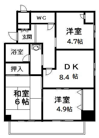 フロリッシュ中央 603号室 間取り