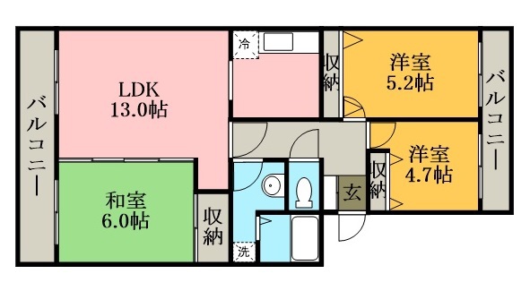 コートウィステリア 307号室 間取り