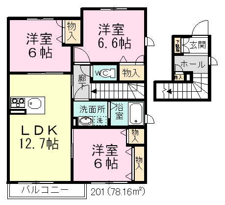 ハピネスガーデンⅡ 201号室 間取り
