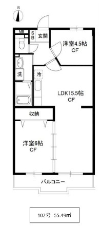 コンフォール実花 102号室 間取り
