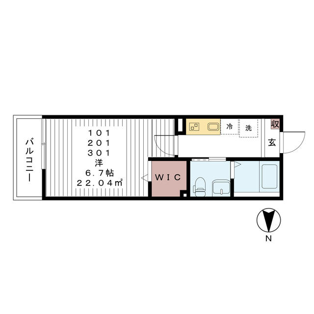 ＴＨＹＭＥ　ＴＳＵＤＡＮＵＭＡ 201号室 間取り