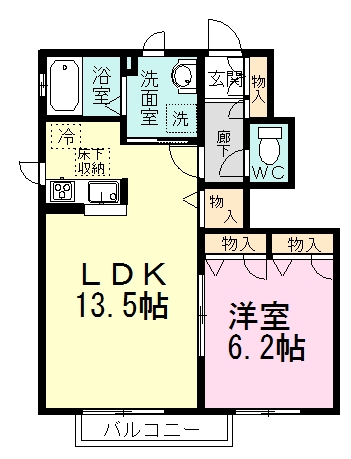 プレミール 102号室 間取り