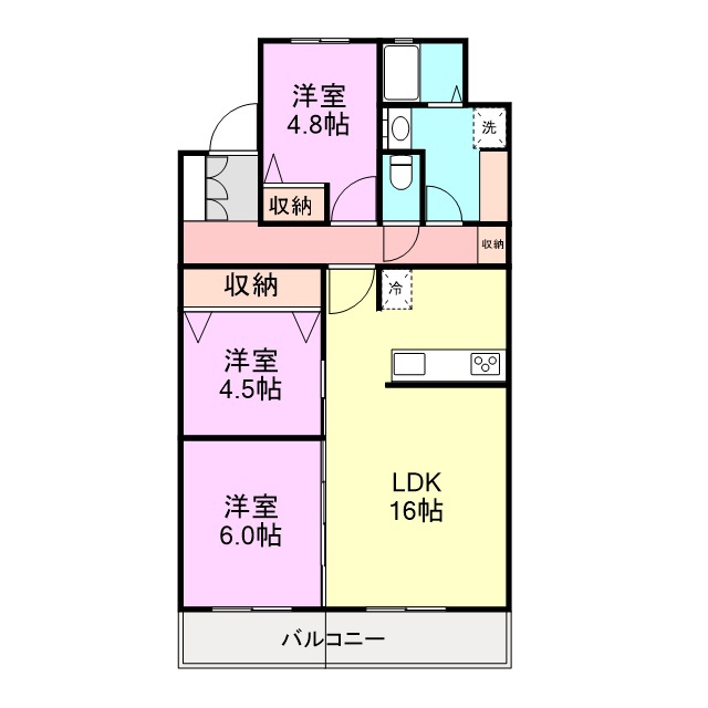 ラポール観山 305号室 間取り