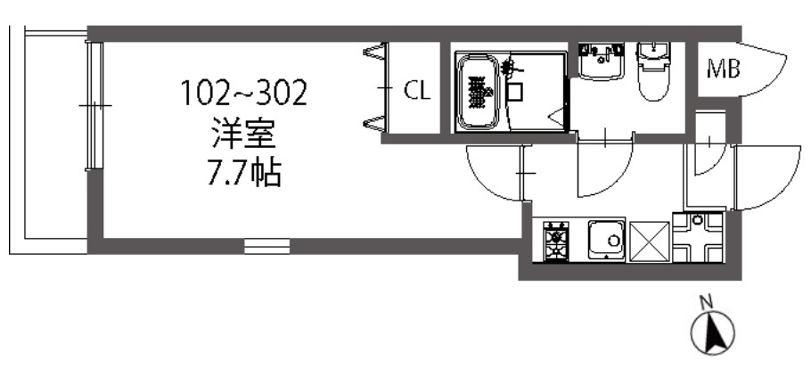 モダンゲート実籾 202号室 間取り