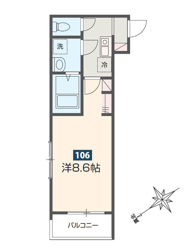 ＭＥＬＤＩＡ京成津田沼Ⅱ 106号室 間取り