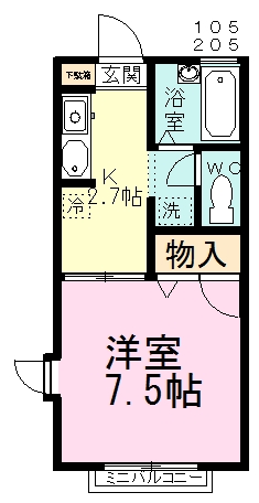 ヒルサイド三山 205号室 間取り