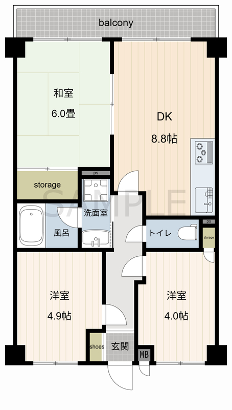 クリオ習志野壱番館 408号室 間取り