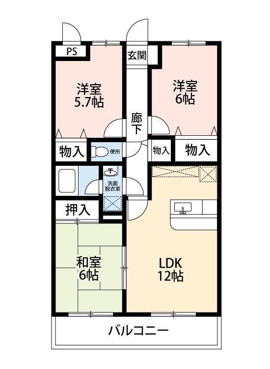 アンソレイエ 403号室 間取り