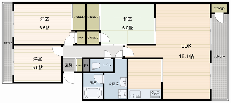 サンセレクト東薬円台 502号室 間取り