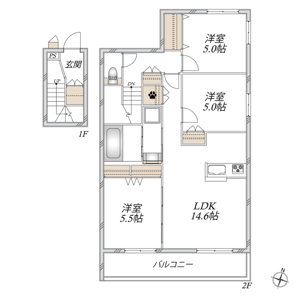 Ａｌｃｙｏｎｅ　Ｓｈｉｚｕ 203号室 間取り