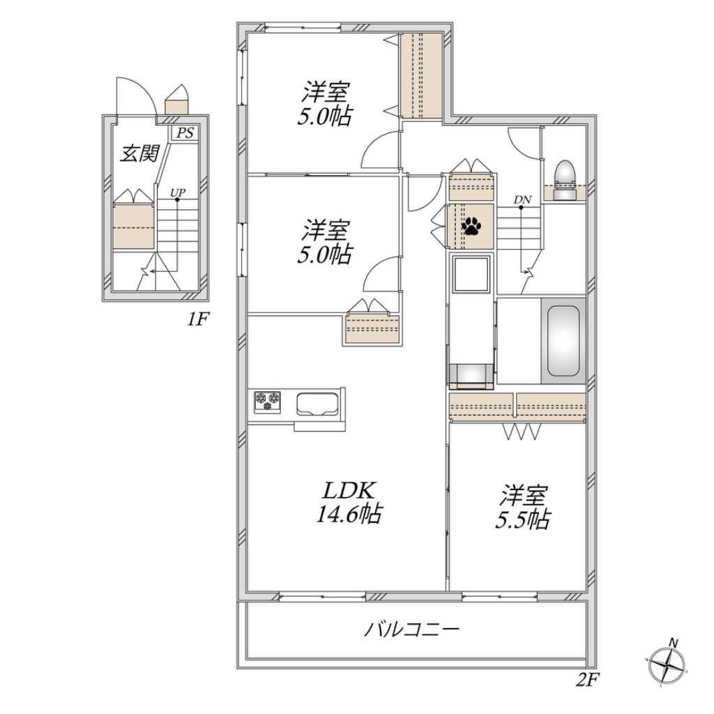 Ａｌｃｙｏｎｅ　Ｓｈｉｚｕ 201号室 間取り