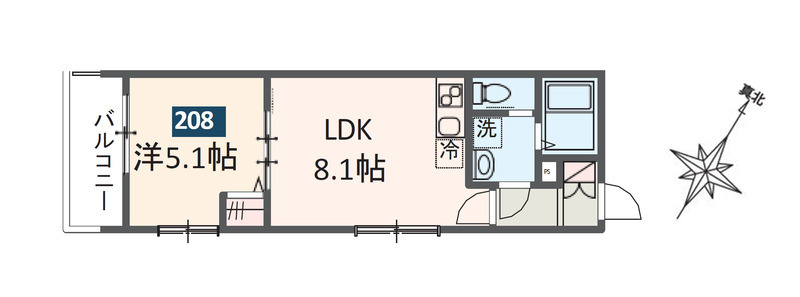ＭＥＬＤＩＡ京成大和田Ⅱ 208号室 間取り