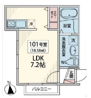 ヒュッゲⅠ 101号室 間取り