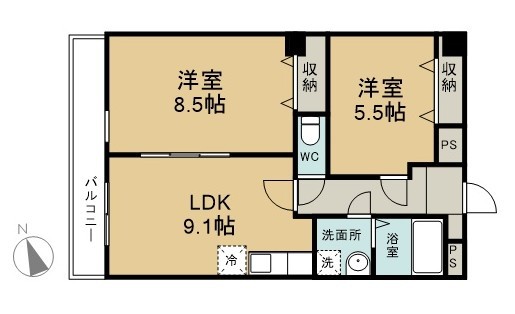 ＢｅｌｌｅＡｕｂｅ大久保 306号室 間取り