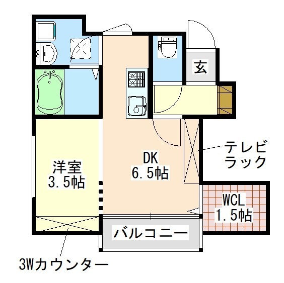 Ｍａｉｓｏｎ　ｃａｌｍｅ 102号室 間取り