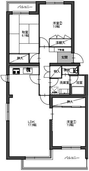 ＰＬＥＮＤＹ東船橋 306号室 間取り