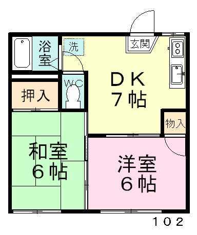 オーク・パレス 102号室 間取り
