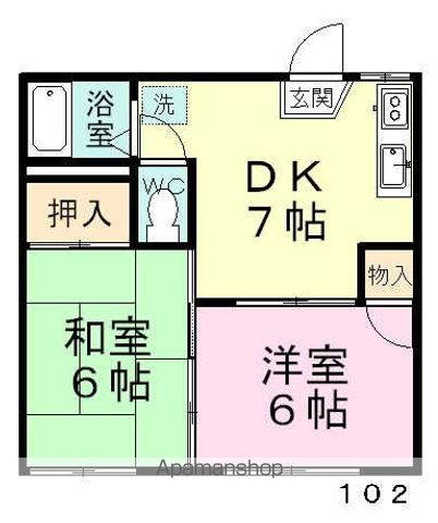 オーク・パレス 102号室 間取り