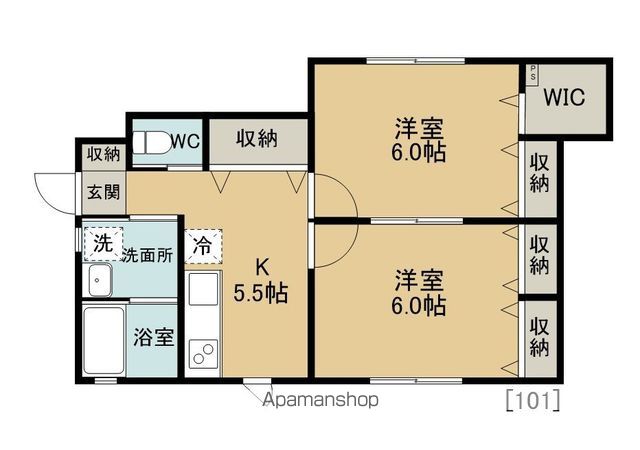 グランメッゾ南三咲 101号室 間取り